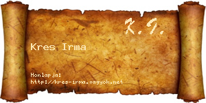 Kres Irma névjegykártya